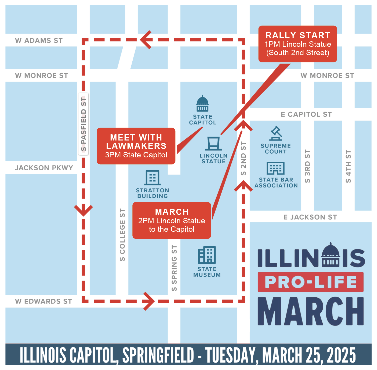 Illinois Pro-Life March Map and Logo